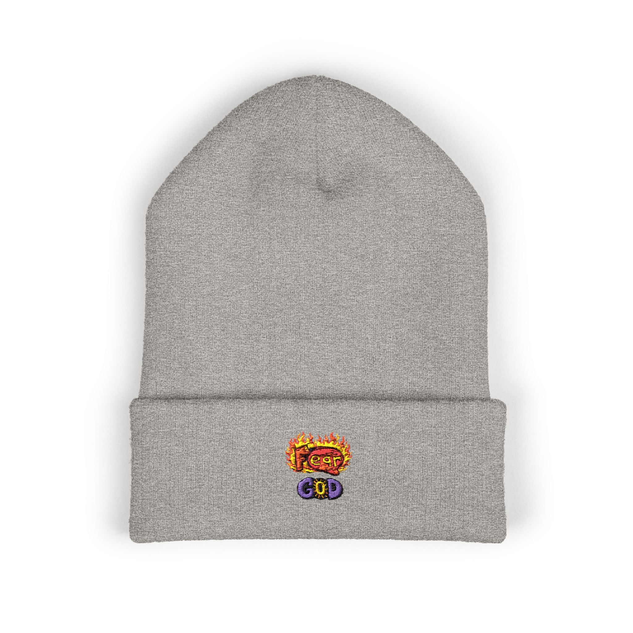 Fear God Embroidered 'Glow Up' Flame Beanie — Classic Cuffed Winter Hat