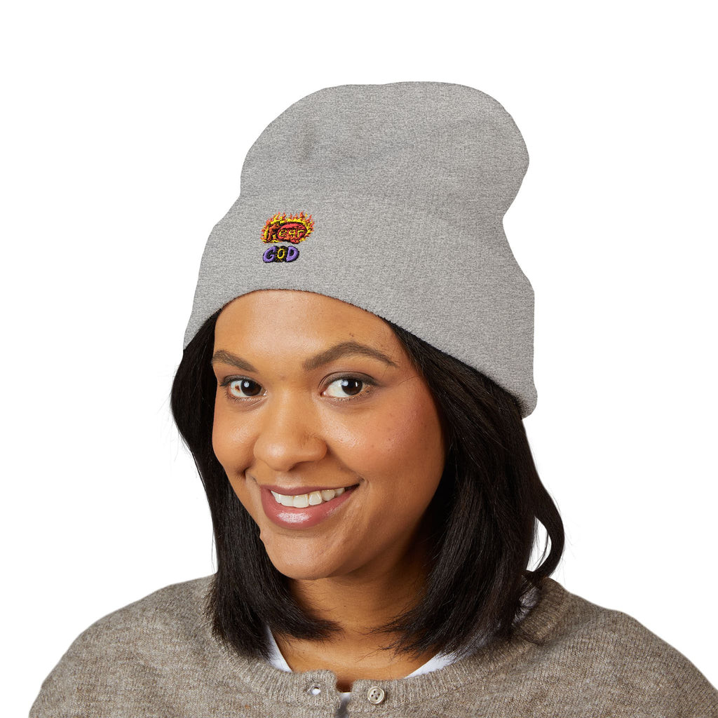 Fear God Embroidered 'Glow Up' Flame Beanie — Classic Cuffed Winter Hat