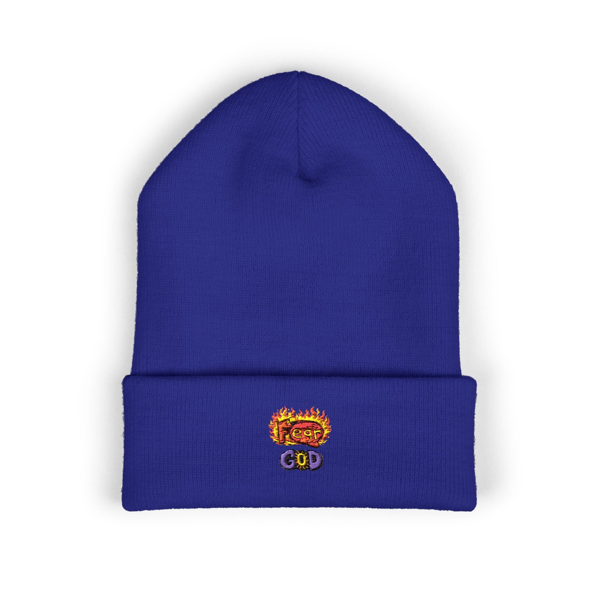 Fear God Embroidered 'Glow Up' Flame Beanie — Classic Cuffed Winter Hat