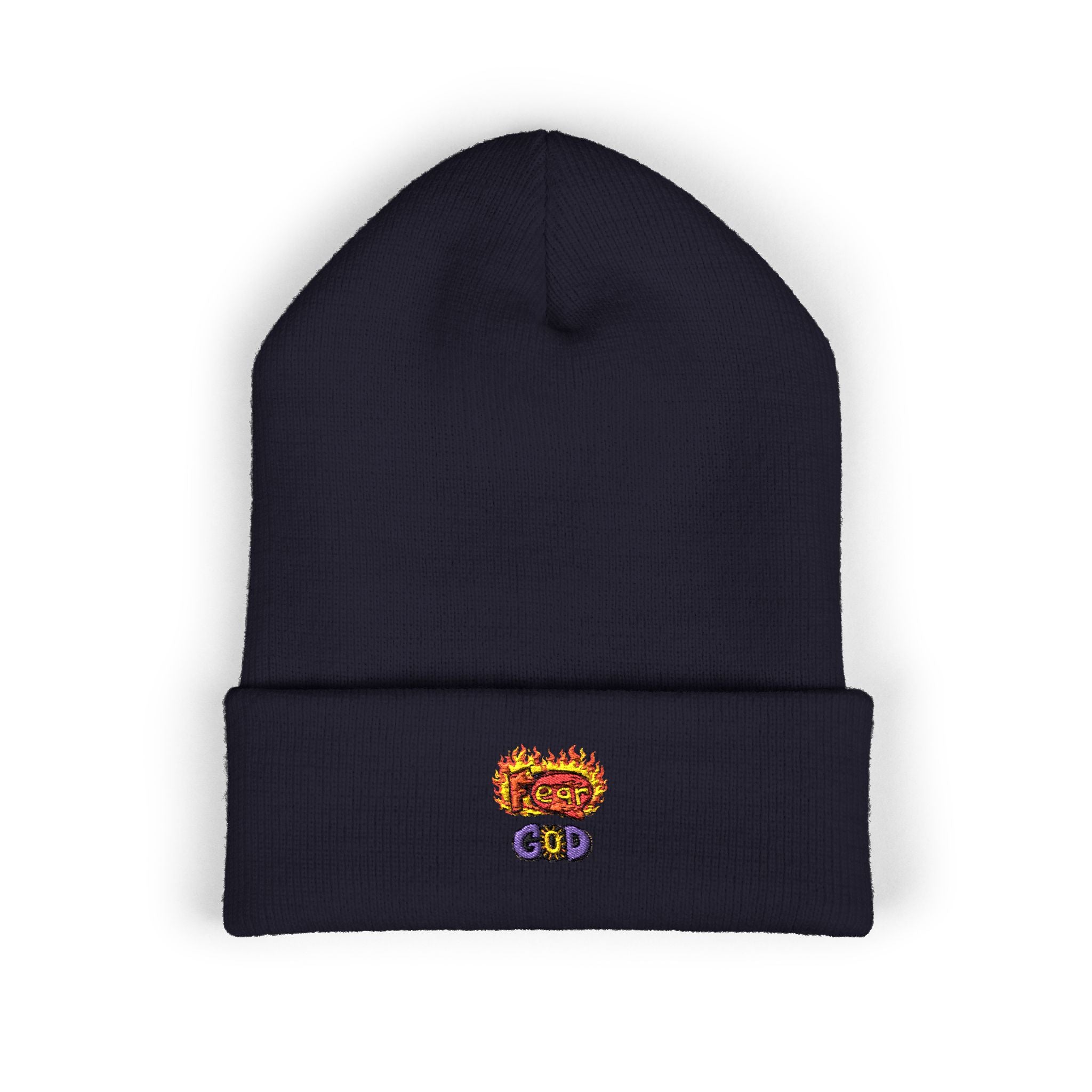 Fear God Embroidered 'Glow Up' Flame Beanie — Classic Cuffed Winter Hat