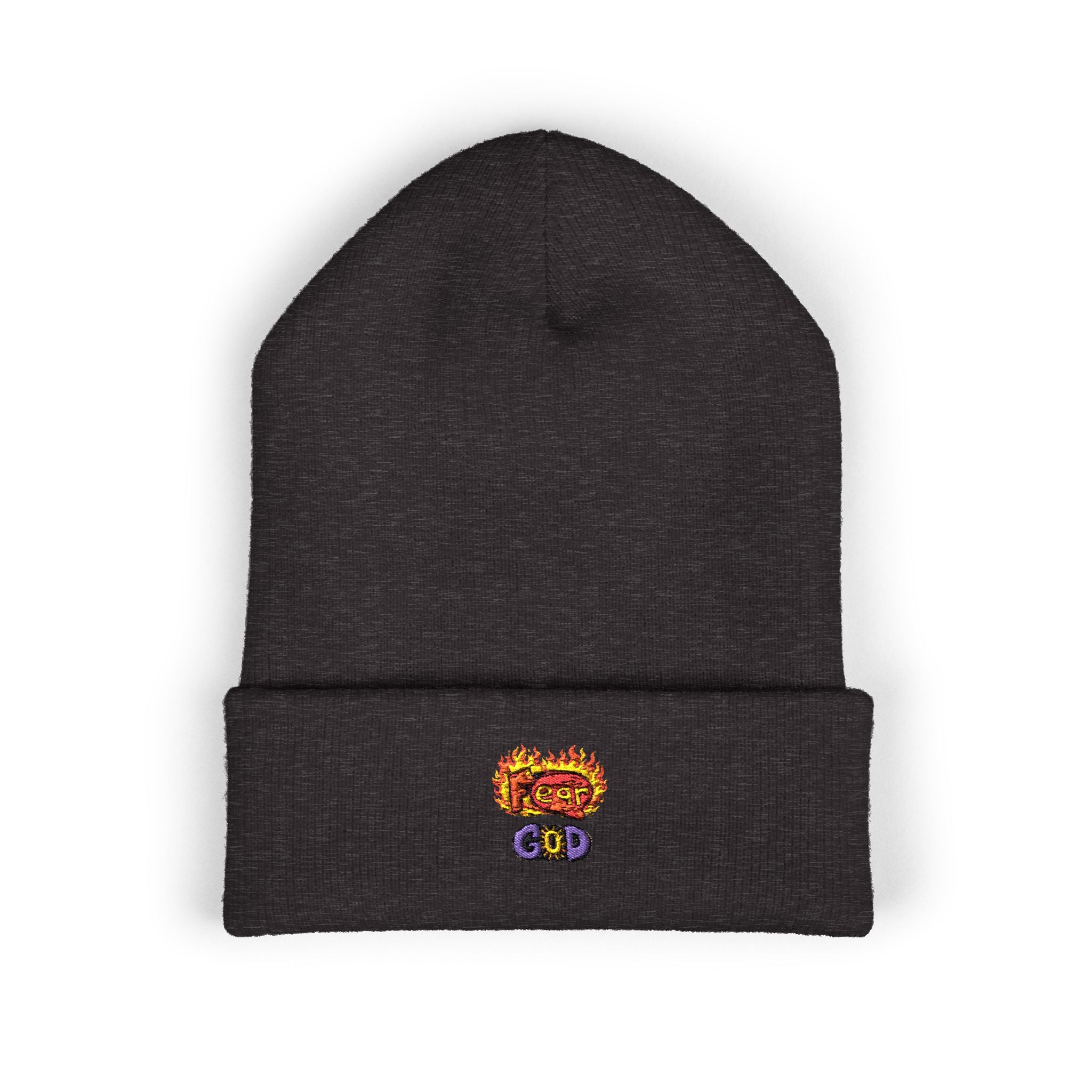 Fear God Embroidered 'Glow Up' Flame Beanie — Classic Cuffed Winter Hat