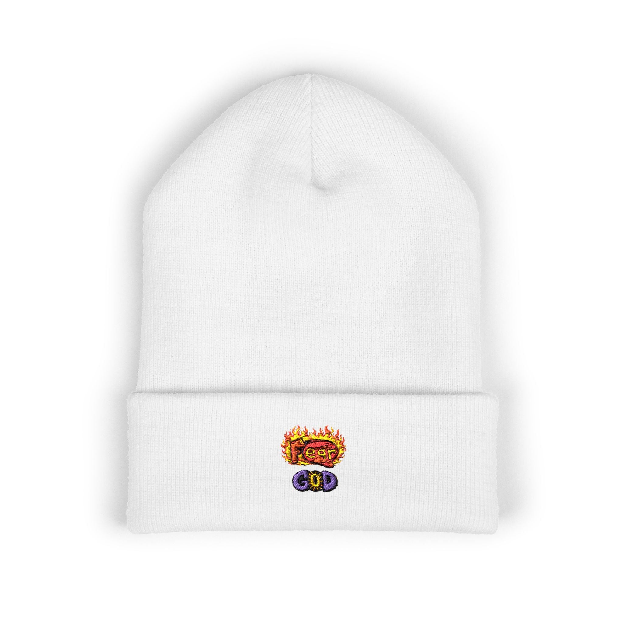 Fear God Embroidered 'Glow Up' Flame Beanie — Classic Cuffed Winter Hat