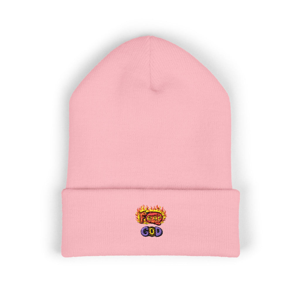 Fear God Embroidered 'Glow Up' Flame Beanie — Classic Cuffed Winter Hat