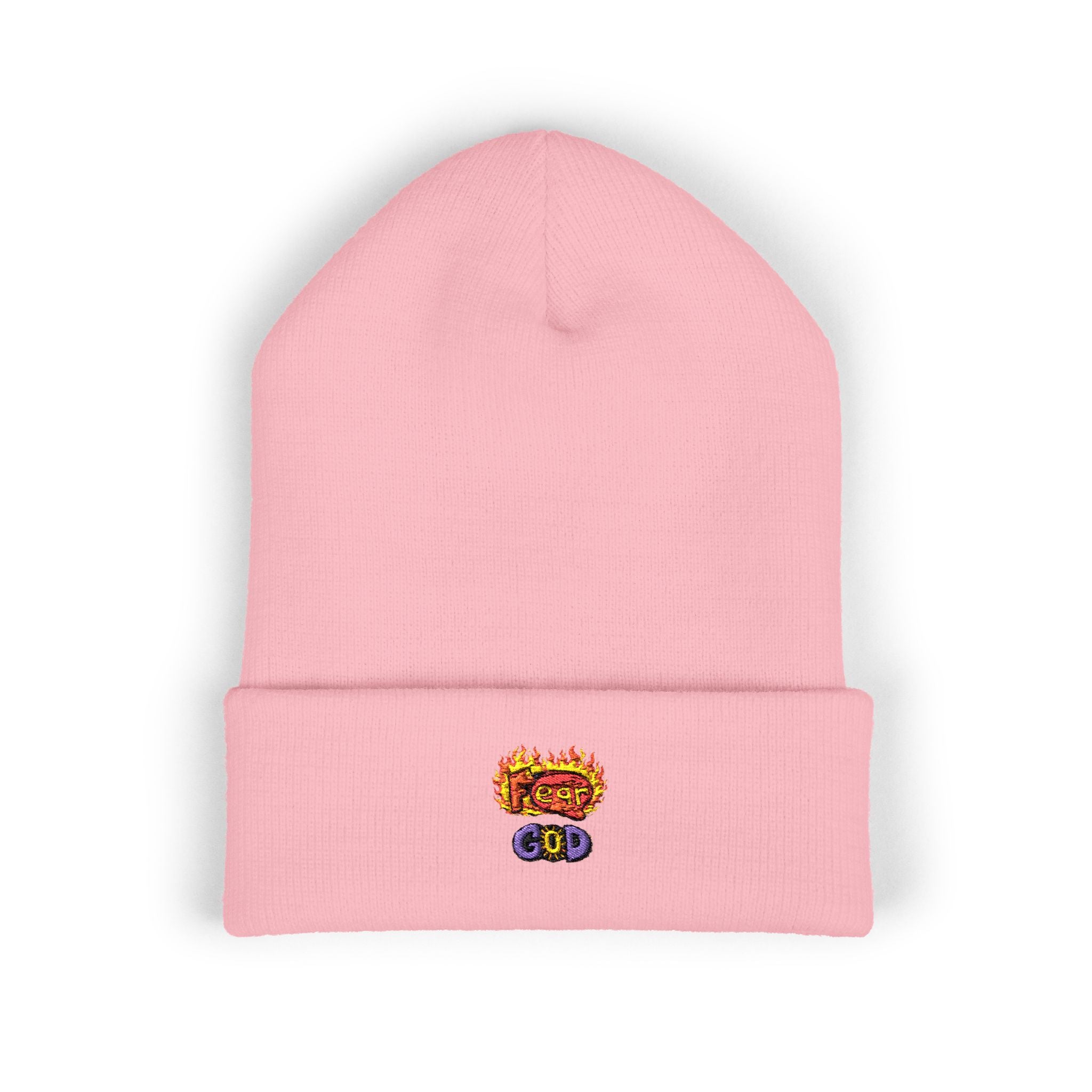 Fear God Embroidered 'Glow Up' Flame Beanie — Classic Cuffed Winter Hat